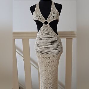 ⭐️ Host Pick ⭐️JORESS Neutral Crochet Ring Cut Out Maxi Dress